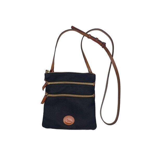 Dooney and Bourke Small Black Crossbody Triple Zip Red Interior - Picture 3 of 8